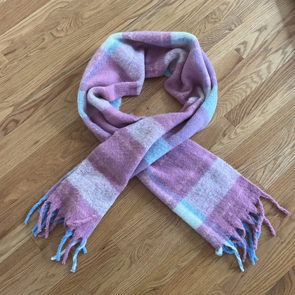 Blanket scarf plaid scarf pink blue light purple